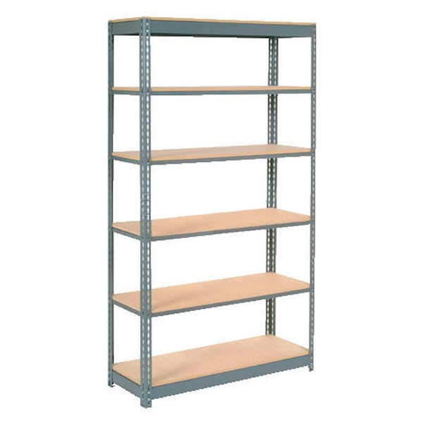 Global Industrial Heavy Duty Shelving 48W x 12D x 84H With 6 Shelves, Wood Deck, Gray B2297478 - main